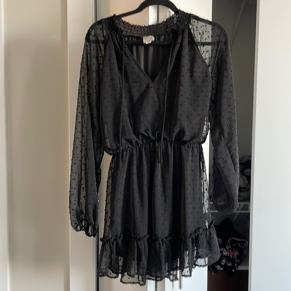 XS long sleeve black mini dress